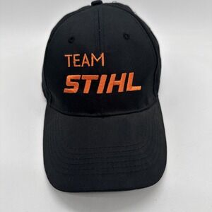 TEAM STIHL HAT black orange curved bill structured fit snapback tools mens